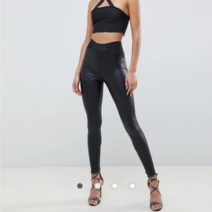 Faux Leather Elastic Black Leggings US 6